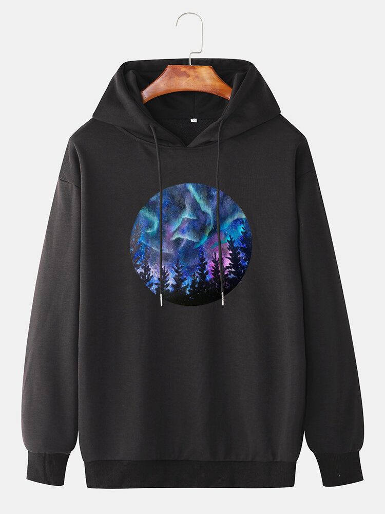 Sudaderas Con Capucha Con Cordón Con Hombros Caídos Y Gráficos Galaxy Landscape Para Hombre