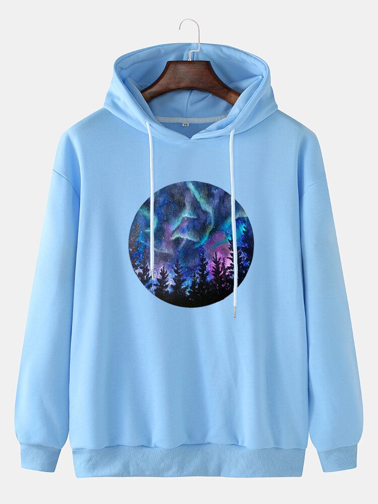Sudaderas Con Capucha Con Cordón Con Hombros Caídos Y Gráficos Galaxy Landscape Para Hombre