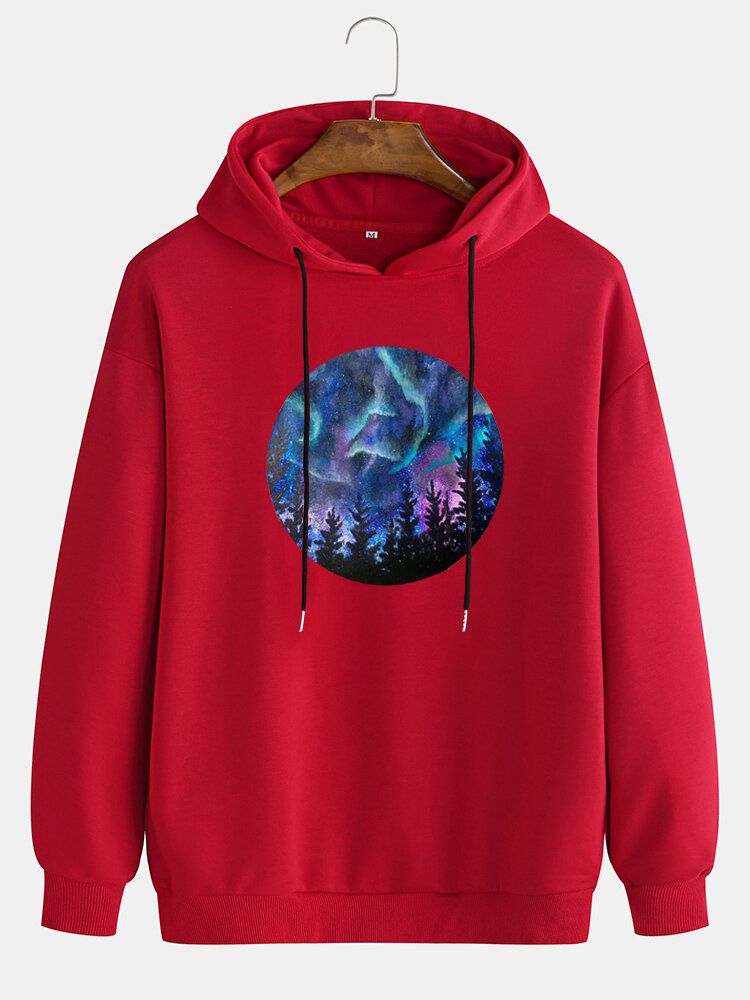 Sudaderas Con Capucha Con Cordón Con Hombros Caídos Y Gráficos Galaxy Landscape Para Hombre