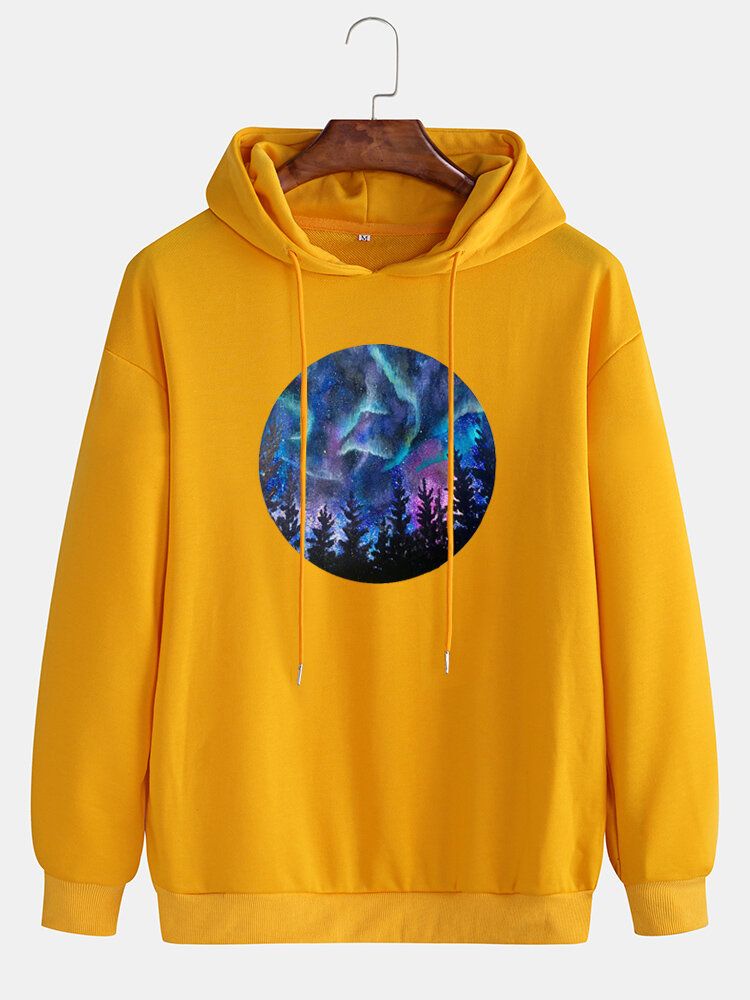 Sudaderas Con Capucha Con Cordón Con Hombros Caídos Y Gráficos Galaxy Landscape Para Hombre