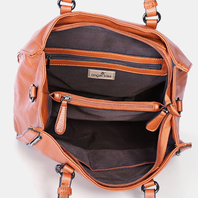Angel Kiss Mujer Pu Cuero Vintage Gran Capacidad 13.3 Pulgadas Bolso Para Portátil Multi-carry Crossbody Bag Bandolera Tote