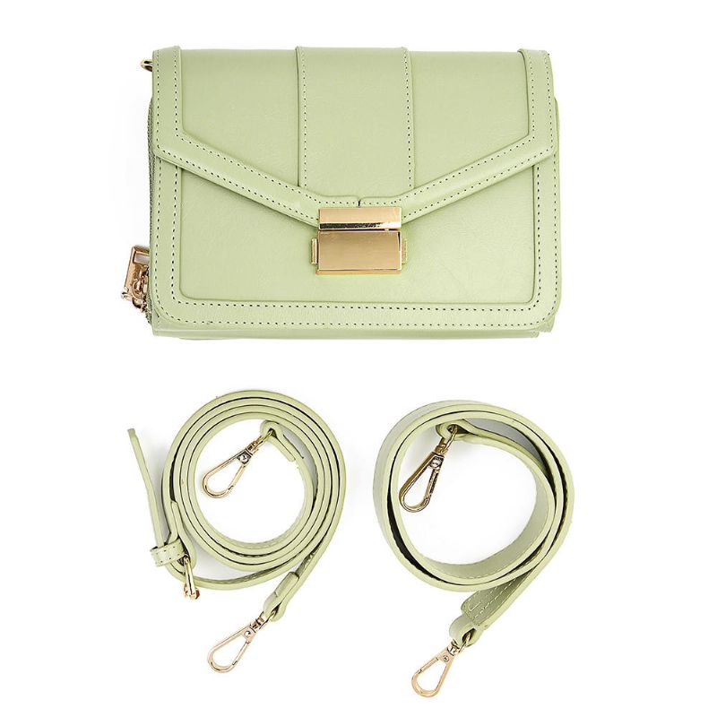 Bolso Bandolera De Doble Correa De Piel Sintética Para Mujer Bolso Bandolera De Gran Capacidad Con Múltiples Bolsillos