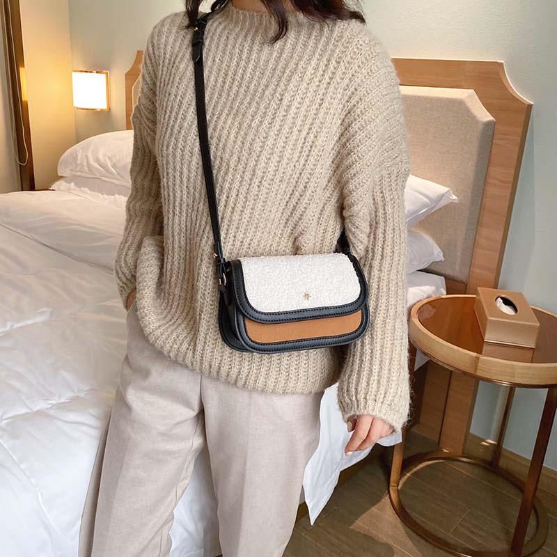 Bolso Bandolera De Invierno Con Pelo De Cordero Para Mujer