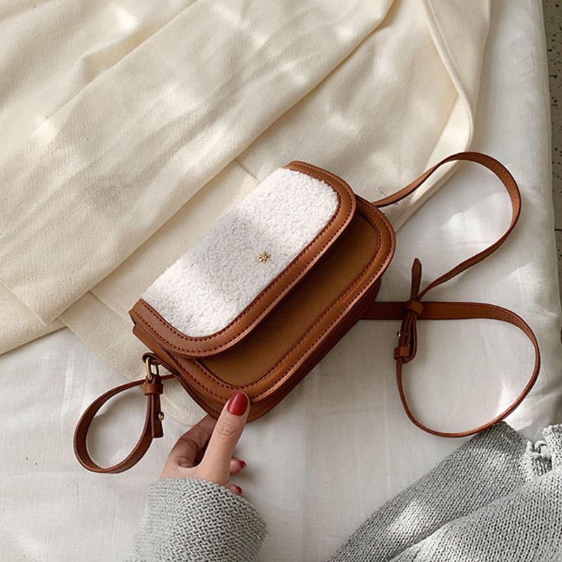 Bolso Bandolera De Invierno Con Pelo De Cordero Para Mujer