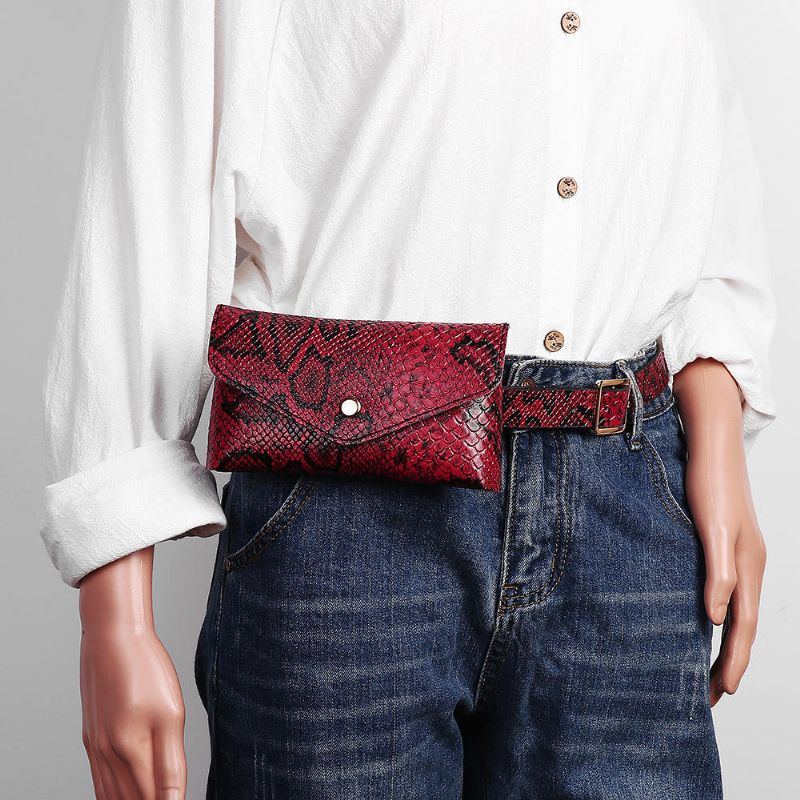 Bolso De Cintura Con Patrón De Serpiente Para Mujer Bolso De Cuero Para Teléfono Bolso De Pecho Informal