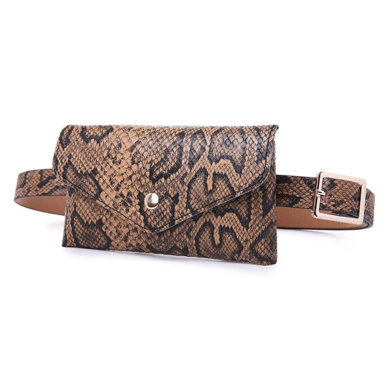 Bolso De Cintura Con Patrón De Serpiente Para Mujer Bolso De Cuero Para Teléfono Bolso De Pecho Informal