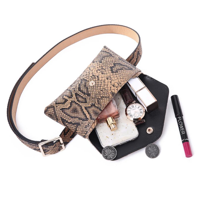 Bolso De Cintura Con Patrón De Serpiente Para Mujer Bolso De Cuero Para Teléfono Bolso De Pecho Informal