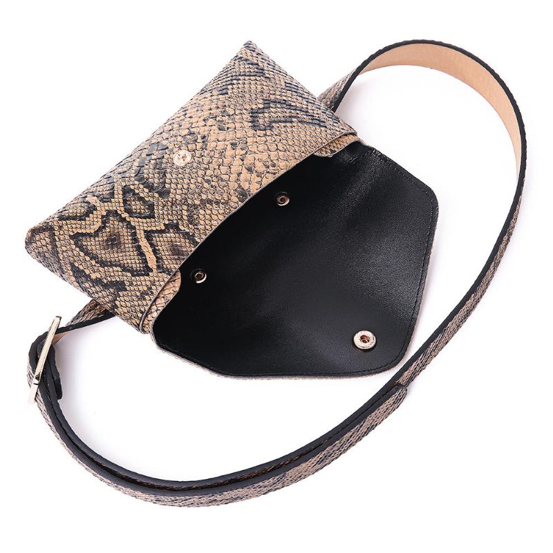 Bolso De Cintura Con Patrón De Serpiente Para Mujer Bolso De Cuero Para Teléfono Bolso De Pecho Informal