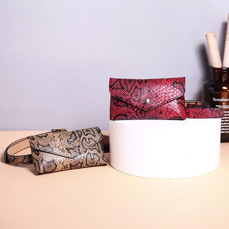 Bolso De Cintura Con Patrón De Serpiente Para Mujer Bolso De Cuero Para Teléfono Bolso De Pecho Informal