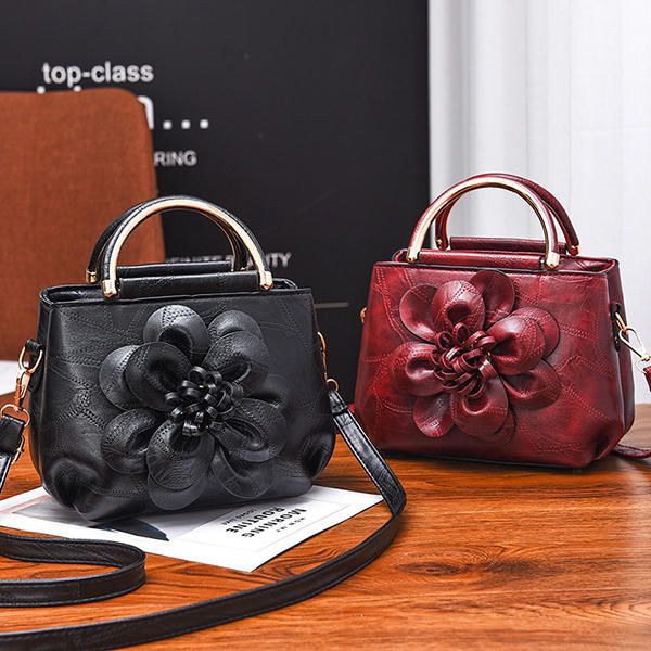 Bolso De Hombro De Diseñador De Flores De Piel Sintética Para Mujer