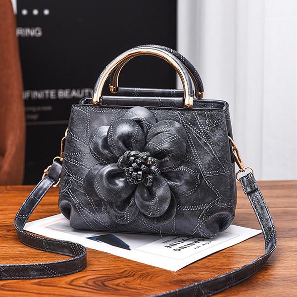 Bolso De Hombro De Diseñador De Flores De Piel Sintética Para Mujer
