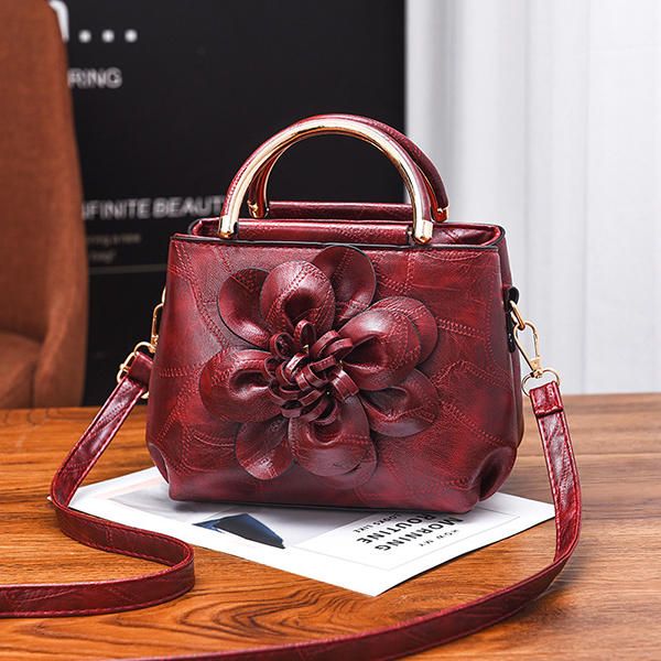Bolso De Hombro De Diseñador De Flores De Piel Sintética Para Mujer