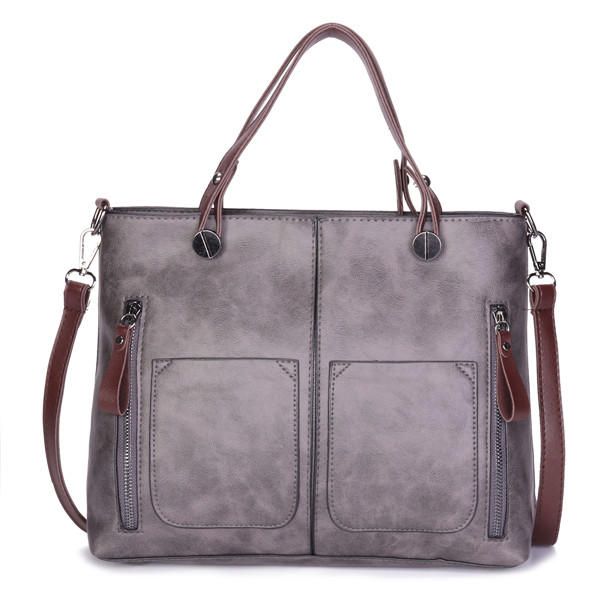 Bolso De Mano De Gran Capacidad De Cuero Suave Para Citas Sólidas Para Mujeres