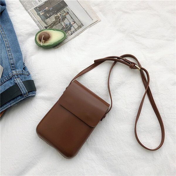 Bolso Para Teléfono De 6 Pulgadas De Piel Sintética Sólida Para Mujer Bolso Bandolera Cuadrado Bolso Bandolera