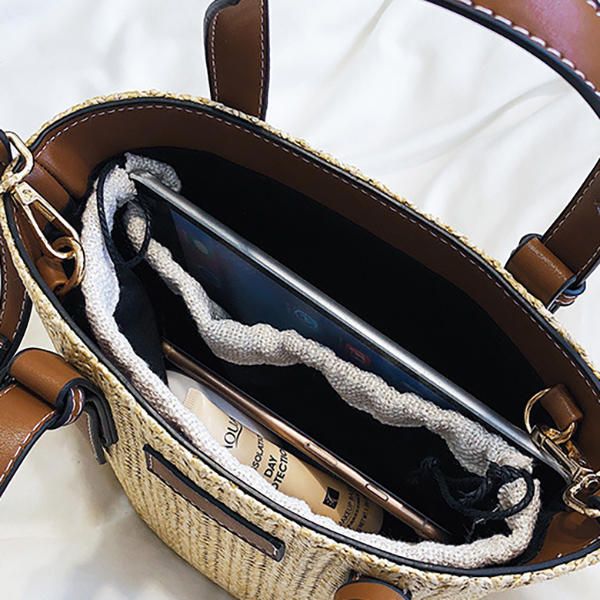 Bolso De Playa De Paja Bolso De Cubo Bolso De Hombro Bolso Para Mujer