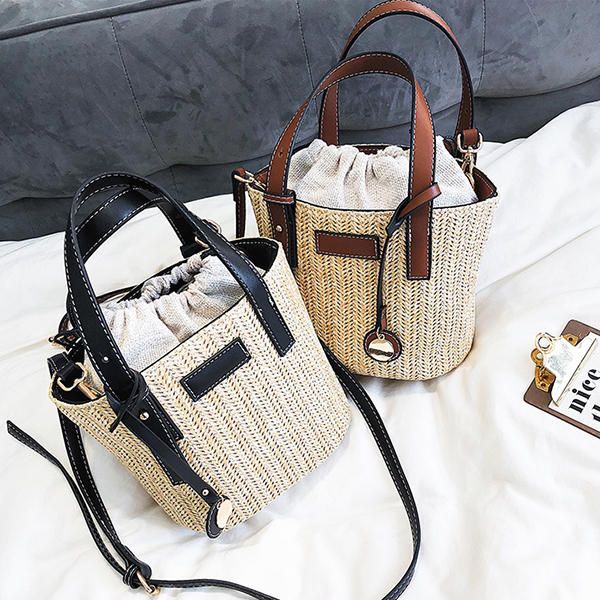 Bolso De Playa De Paja Bolso De Cubo Bolso De Hombro Bolso Para Mujer