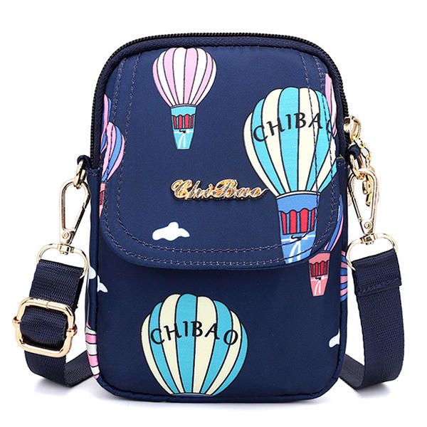 Imprimir Nylon Casual Ligero 5.5 Pulgadas Bolso De Teléfono Con Solapa Bolso De Hombro