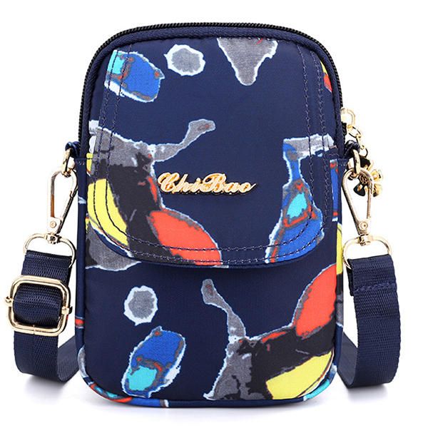 Imprimir Nylon Casual Ligero 5.5 Pulgadas Bolso De Teléfono Con Solapa Bolso De Hombro