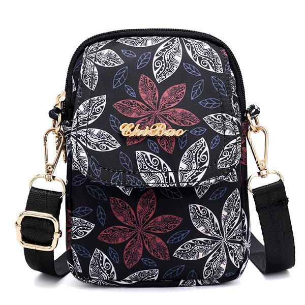 Imprimir Nylon Casual Ligero 5.5 Pulgadas Bolso De Teléfono Con Solapa Bolso De Hombro