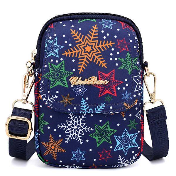Imprimir Nylon Casual Ligero 5.5 Pulgadas Bolso De Teléfono Con Solapa Bolso De Hombro
