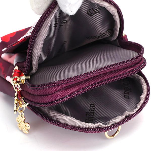 Imprimir Nylon Casual Ligero 5.5 Pulgadas Bolso De Teléfono Con Solapa Bolso De Hombro