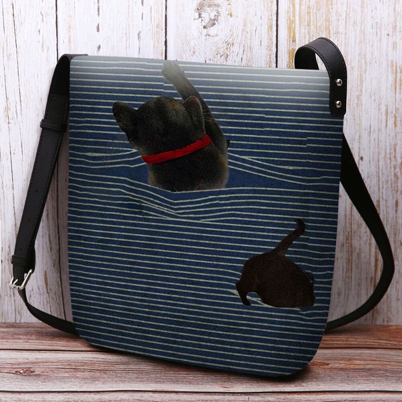 Mujeres Fieltro Lindo Casual Dibujos Animados Gato Rayas Patrón Bolso Bandolera Bolso Bandolera