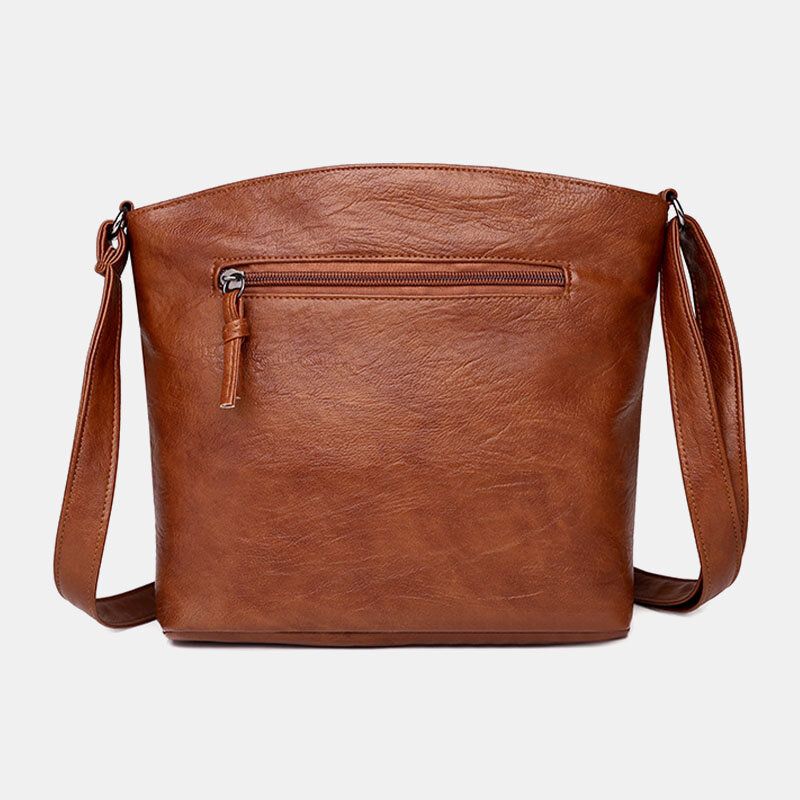 Mujeres Pu De Cuero De Gran Capacidad Retro 6.3 Pulgadas Bolsa De Teléfono Multibolsillos Bolsos Cruzados Suaves Bolso De Hombro