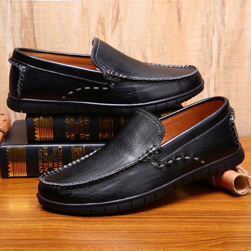 Zapatos Oxford De Cuero De Microfibra Suave Informal Para Hombre
