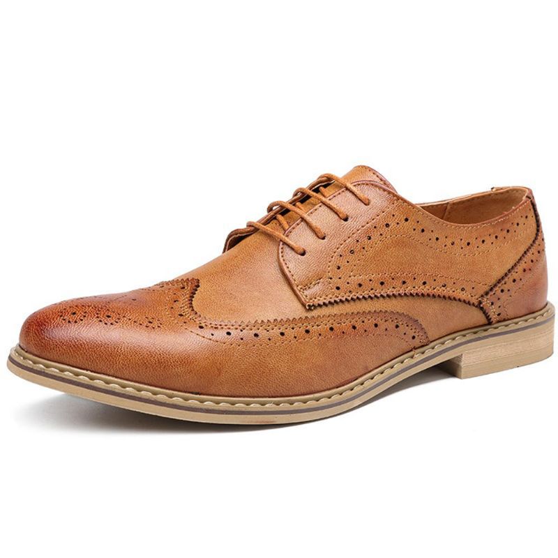Zapatos Oxford De Cuero De Negocios Suave Tallado Informal