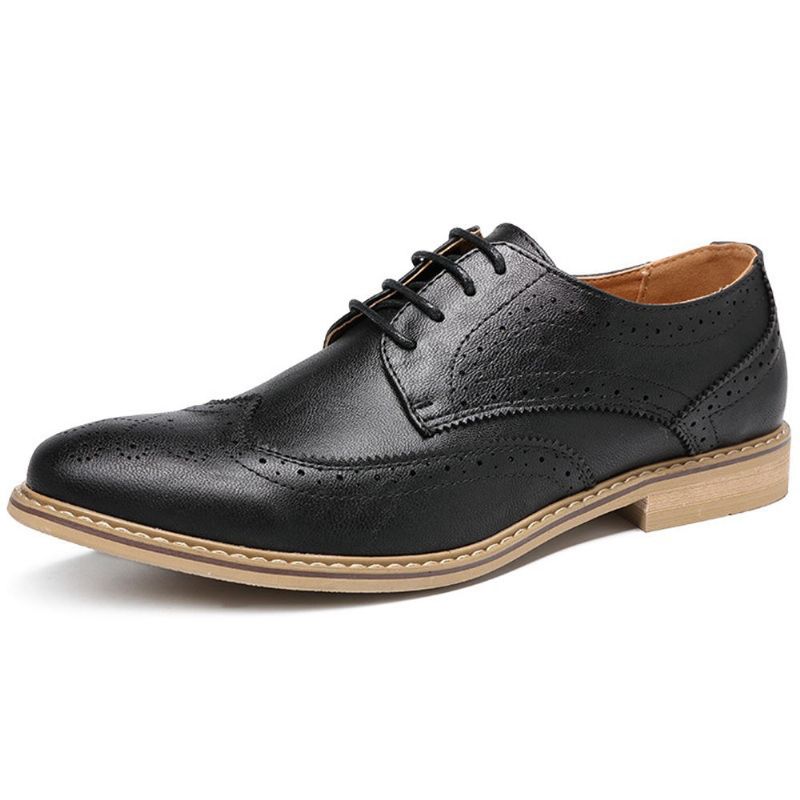 Zapatos Oxford De Cuero De Negocios Suave Tallado Informal