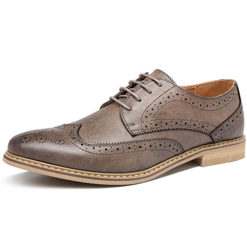 Zapatos Oxford De Cuero De Negocios Suave Tallado Informal