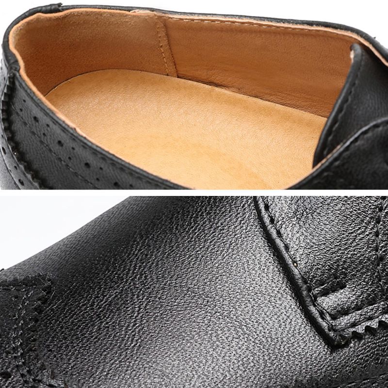 Zapatos Oxford De Cuero De Negocios Suave Tallado Informal