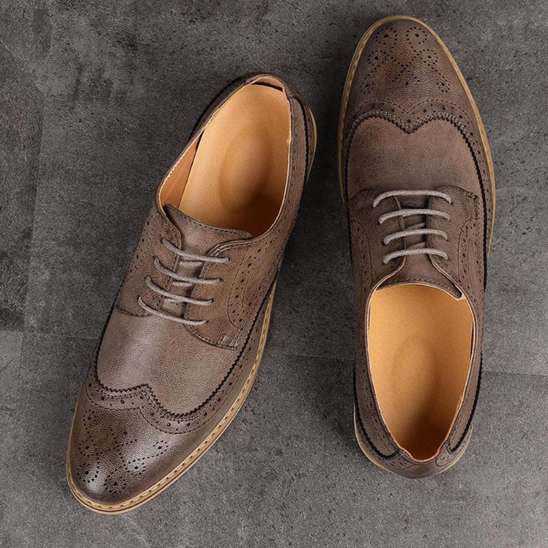 Zapatos Oxford De Cuero De Negocios Suave Tallado Informal