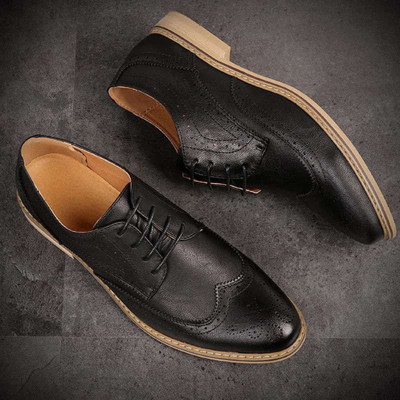 Zapatos Oxford De Cuero De Negocios Suave Tallado Informal