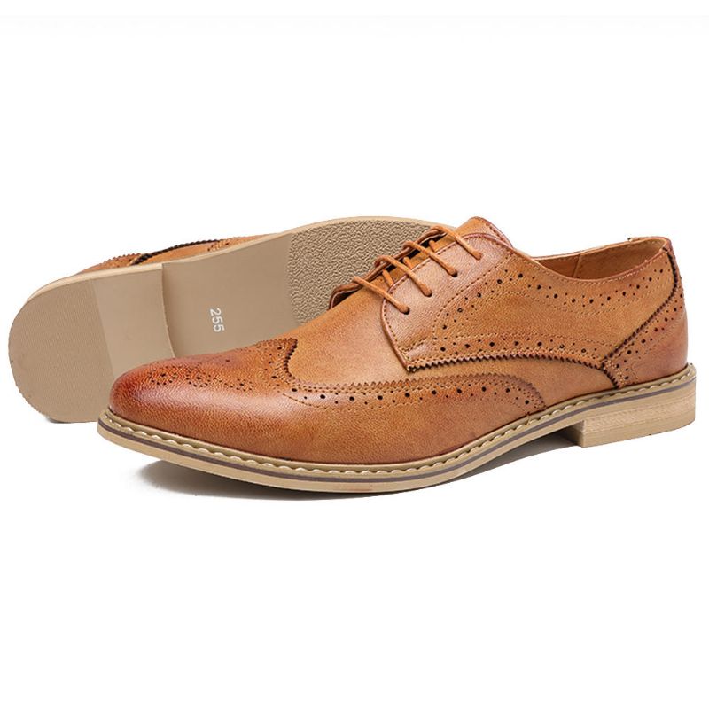 Zapatos Oxford De Cuero De Negocios Suave Tallado Informal