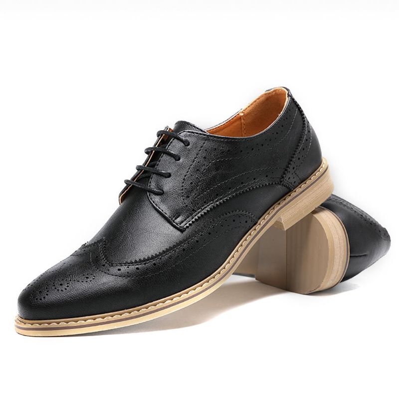 Zapatos Oxford De Cuero De Negocios Suave Tallado Informal