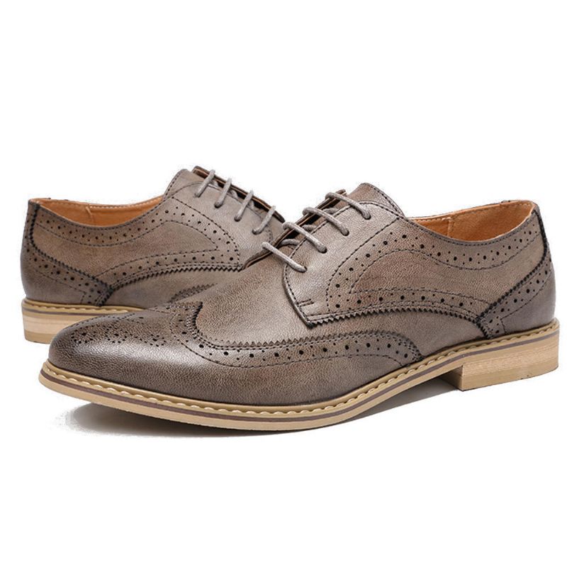 Zapatos Oxford De Cuero De Negocios Suave Tallado Informal