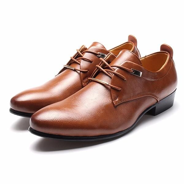 Zapatos De Vestir De Negocios De Gran Tamaño Para Hombres Zapatos De Cuero Puntiagudos Oxfords