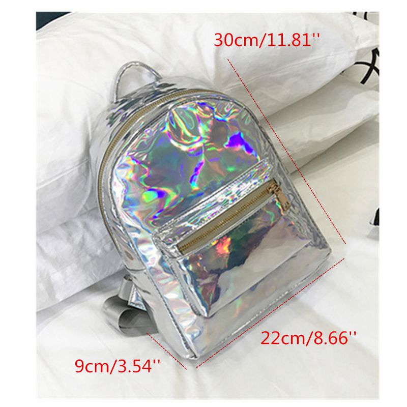 Chic Mujeres Láser Transparente Diseñador Holograma Mochila Escuela Tote Hombro