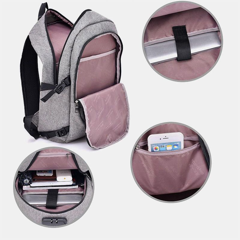 Hombres Mujeres Mochila Usb Antirrobo De Moda De Gran Capacidad Bolsa De Viaje Al Aire Libre