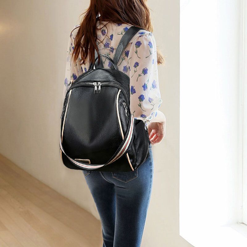 Mujeres Pu Cuero Multi-carry Casual Outdoor School Bag Mochila Bolsa De Hombro