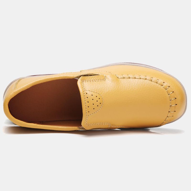 Mocasines Con Punta Redonda Y Plataforma De Costura Para Mujer