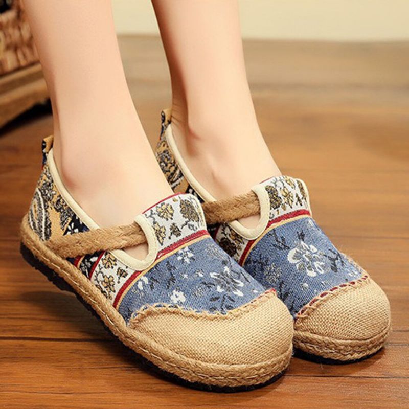 Mocasines De Lino Con Estampado Old Peking De Mujer