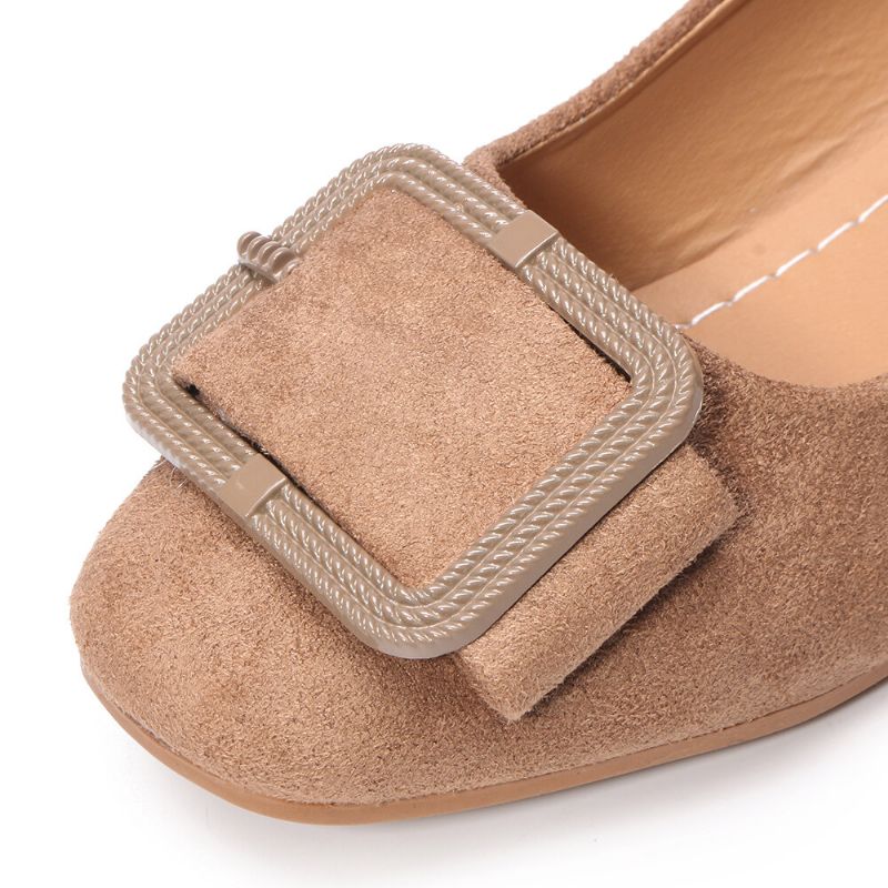 Zapatos De Vestir Elegantes De Bloque De Gamuza Con Decoración De Metal Para Mujer