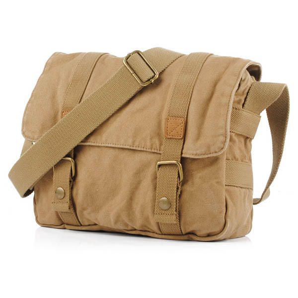 Bolso Bandolera Grande De Piel De Vaca De Lona Informal Para Hombre