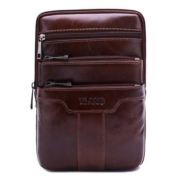Bolso Bandolera Multifuncional De Negocios De Cuero Genuino Para Hombres