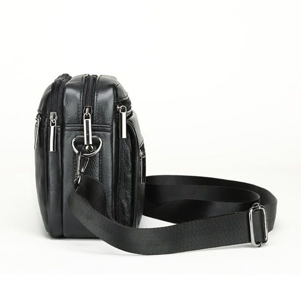 Bolso Bandolera De Negocios De Cuero Genuino Para Hombre