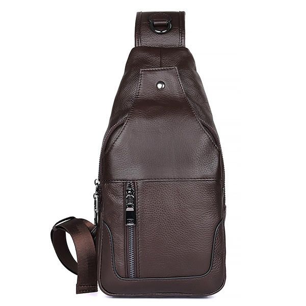 Bolso Bandolera Vintage Minimalista De Cuero Genuino Para Hombre Bolso De Pecho De Negocios De Ocio Bolso De Fin De Semana