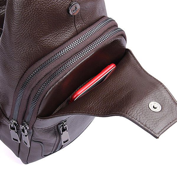 Bolso Bandolera Vintage Minimalista De Cuero Genuino Para Hombre Bolso De Pecho De Negocios De Ocio Bolso De Fin De Semana
