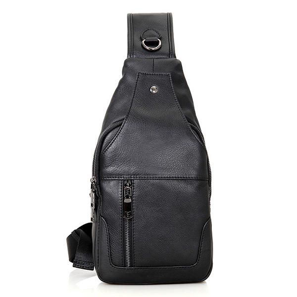 Bolso Bandolera Vintage Minimalista De Cuero Genuino Para Hombre Bolso De Pecho De Negocios De Ocio Bolso De Fin De Semana
